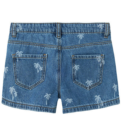 Name It Shorts - NkfRose - Medium+ Blue Denim/Palm Tree