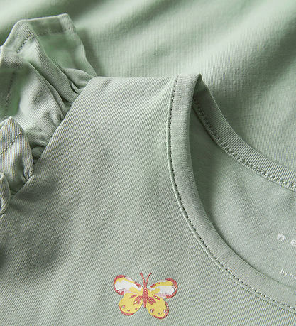 Name It Topp - NmfVayana - Aqua Grå/Yellow Flower