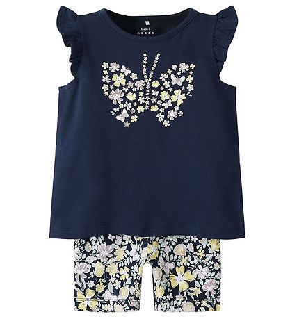 Name It Shorts Set - Bicycle Shorts/Top - NmfVayana - Navy Blaze