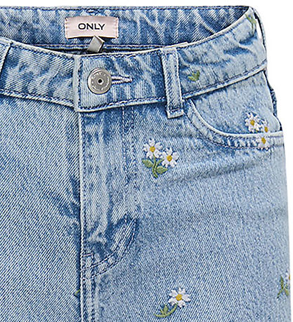 Kids Only Shorts - KogCobain - Light Blue Denim/Flower Embroid