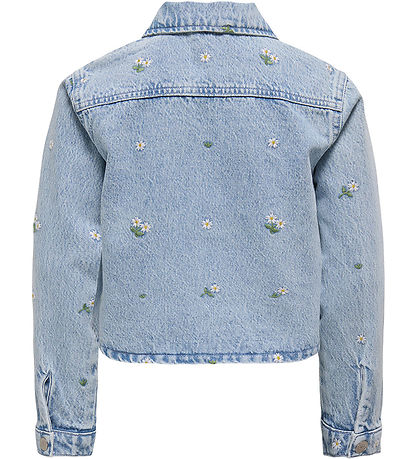 Kids Only Jeansjacka - CookCassie - Light Blue Denim/Flower Embr