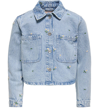 Kids Only Jeansjacka - CookCassie - Light Blue Denim/Flower Embr