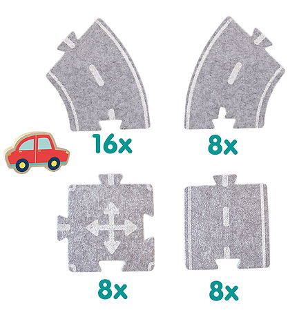 SES Creative Creation Set - Felt Roasway w. Car - 40 Parts