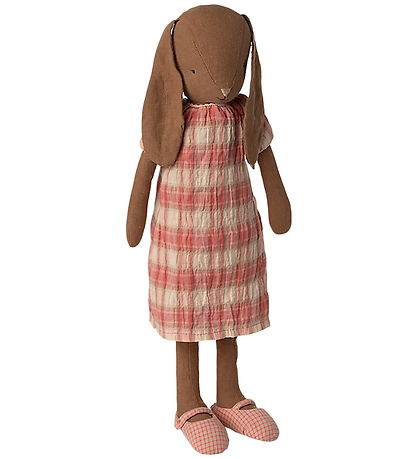 Maileg Rabbit - Size 3 - 40 cm - Brown w. Pink Check Dress