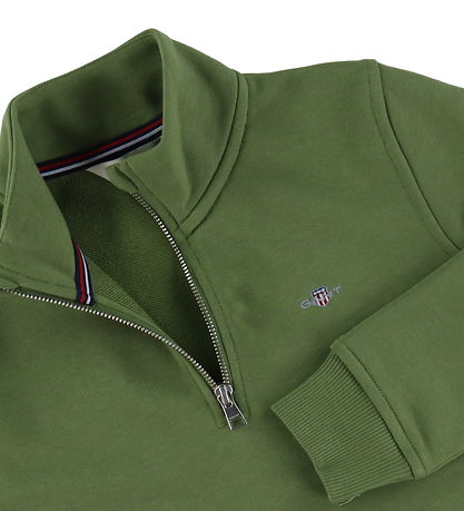 GANT Peysa - Shield Hálfrennsli - Þvegið Olive