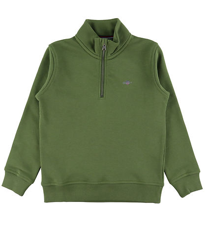 GANT Peysa - Shield Hálfrennsli - Þvegið Olive