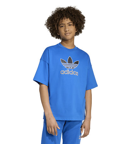 adidas Originals Stuttermabolur - Trefoil - Blátt