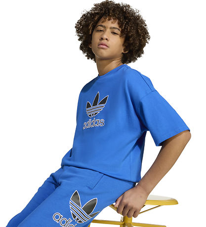 adidas Originals Stuttermabolur - Trefoil - Blátt