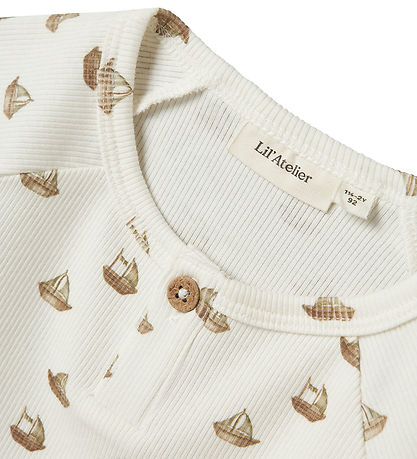 Lil' Atelier Stuttermabolur - Rib - NmmLavo - Coconut Mjólk M. B