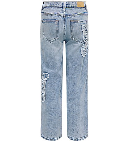 Kids Only Jeans - KogJenna - Weit - Light Blue m. Schmetterling
