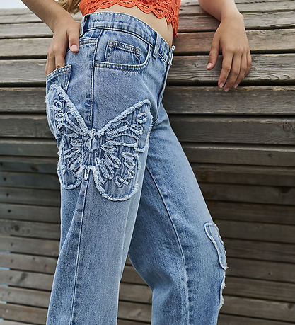 Kids Only Jeans - KogJenna - Weit - Light Blue m. Schmetterling