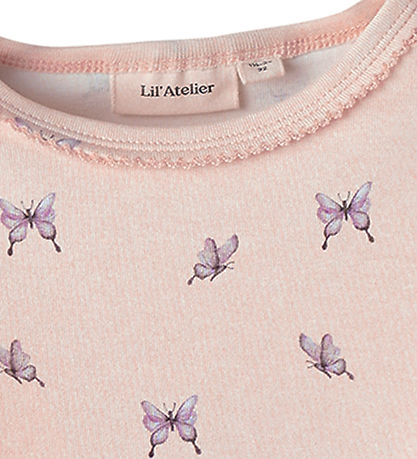 Lil' Atelier Stuttermabolur - NmfGayo - Peach Blush/Þverslaufa