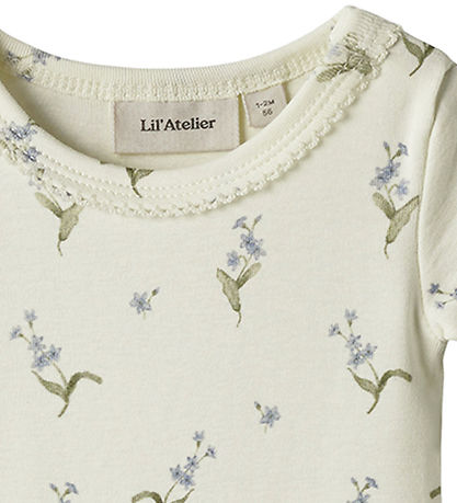 Lil' Atelier Bodysuit s/s - NbfGayo - Coconut Milk/Forget Me Not