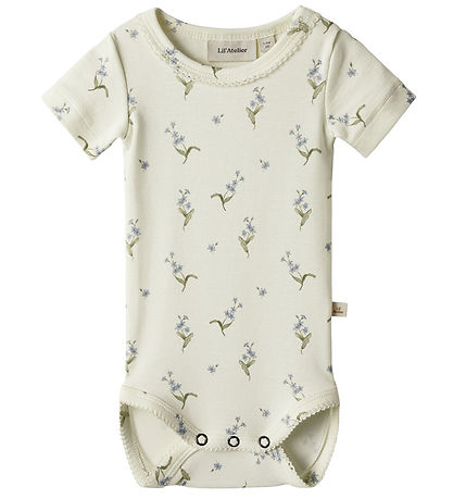 Lil' Atelier Bodysuit s/s - NbfGayo - Coconut Milk/Forget Me Not