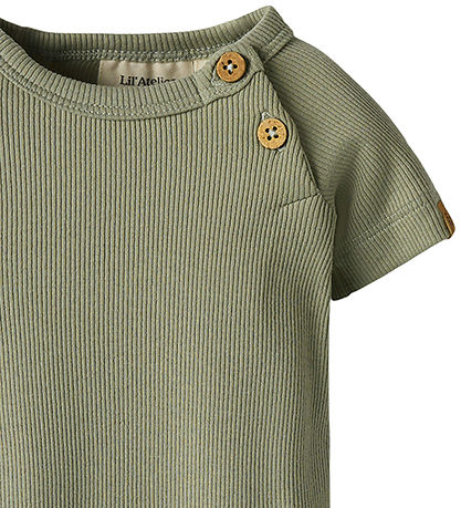 Lil' Atelier Bodysuit s/s - Rib - NbmGago - Seagrass
