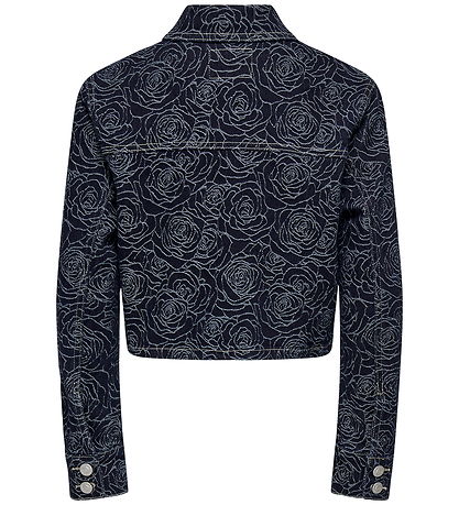 Kids Only Denim Jacket - KogGianna - Dark Blue Denim/Roses