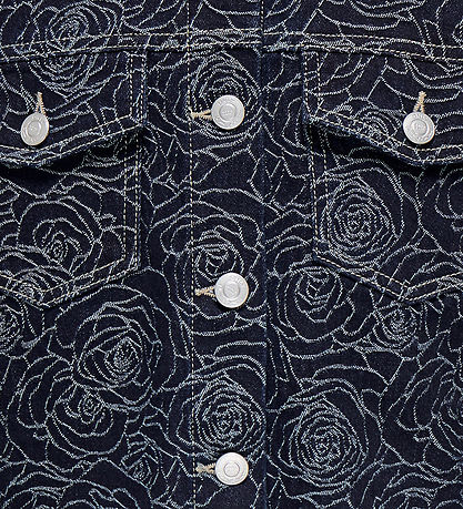 Kids Only Denim Jacket - KogGianna - Dark Blue Denim/Roses