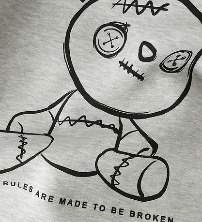 LMTD Sweatshirt - NlmEddy - Ljustgråmelerad m. Tryck
