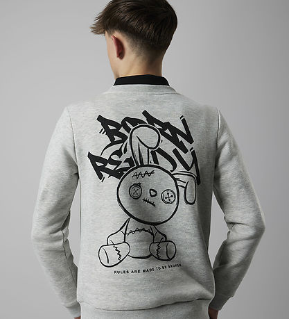 LMTD Sweatshirt - NlmEddy - Ljustgråmelerad m. Tryck