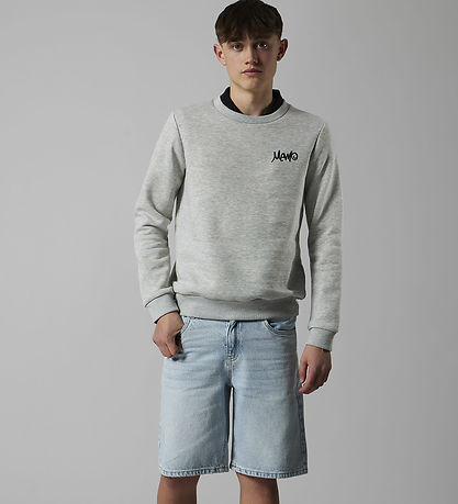 LMTD Sweatshirt - NlmEddy - Ljustgråmelerad m. Tryck