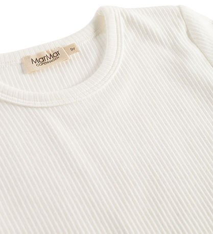 MarMar Blússa - Rib - Plain - Nei - Mjúkt White