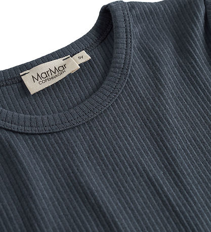 MarMar Stuttermabolur - Rib - Plain - Noos - Blue
