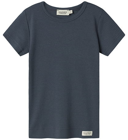 MarMar Stuttermabolur - Rib - Plain - Noos - Blue
