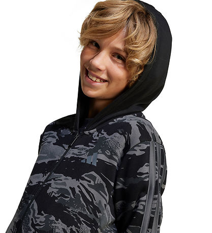 adidas Performance Cardigan - J Camo FZ HD - Black/GREFIV