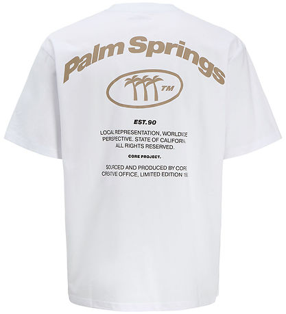 Jack & Jones Stuttermabolur - JcoRetreat leturgerð - Bright Whit