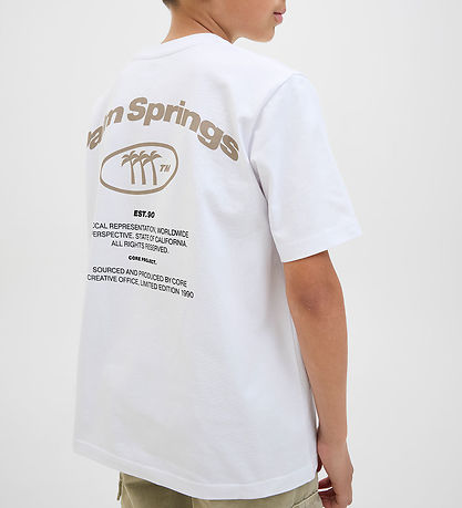 Jack & Jones Stuttermabolur - JcoRetreat leturgerð - Bright Whit