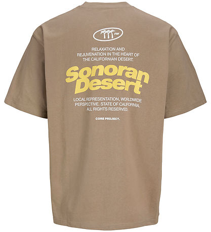 Jack & Jones Stuttermabolur - JcoRetreat leturgerð - Desert Taup