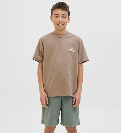 Jack & Jones Stuttermabolur - JcoRetreat leturgerð - Desert Taup