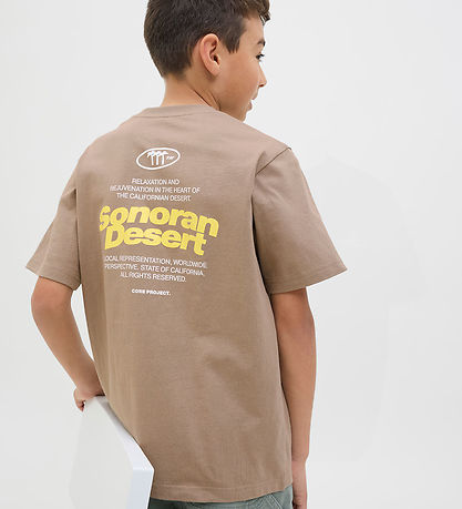 Jack & Jones Stuttermabolur - JcoRetreat leturgerð - Desert Taup
