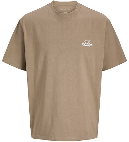 Jack & Jones Stuttermabolur - JcoRetreat leturgerð - Desert Taup
