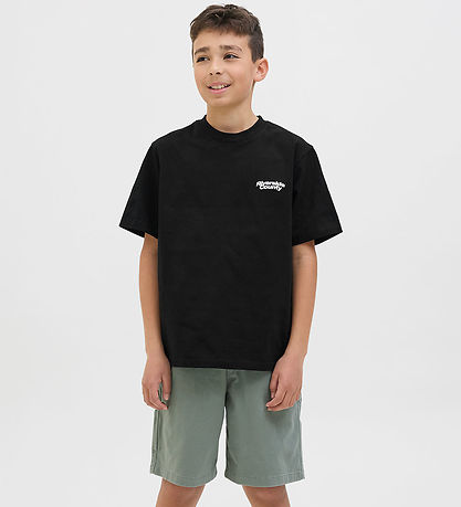 Jack & Jones Stuttermabolur - JcoRetreat leturgerð - Svart