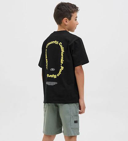 Jack & Jones Stuttermabolur - JcoRetreat leturgerð - Svart