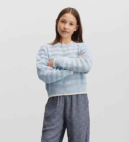Mads Nørgaard Blússa - Prjónað - Inga - Kasmír Blue/Vanilla Ice
