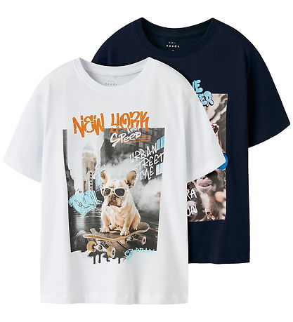 Name It T-Shirt - NkmVoto - 2er-Pack - Navy Blazer/Bright White