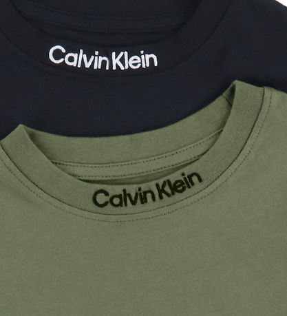 Calvin Klein T-Shirt – 2er-Pack – Sticklogo – Dusty Olive/Ck Bla