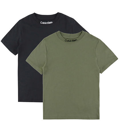 Calvin Klein T-Shirt – 2er-Pack – Sticklogo – Dusty Olive/Ck Bla