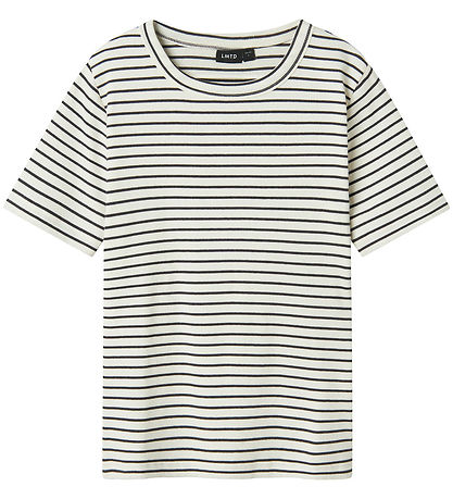 LMTD Stuttermabolur - NlfHinaja - Dark Grey Melange/White Rönd