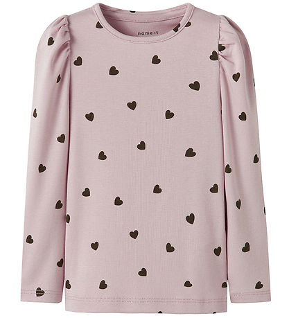 Name It Bluse - NmfKheart - Brüniert Lilac m. Herzen