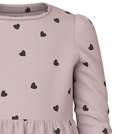 Name It Klänning - NmfKheart - Polerat Lilac m. Hjärtan