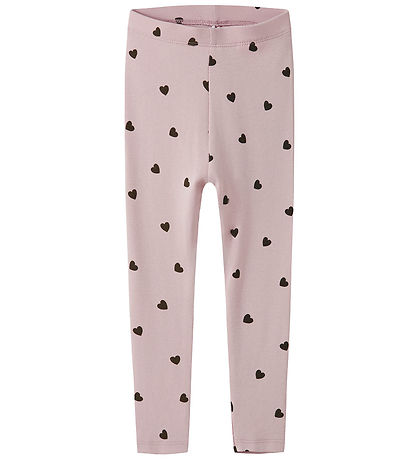 Name It Leggings - NmfKheart - Glansandi Lilac M. Hjörtu