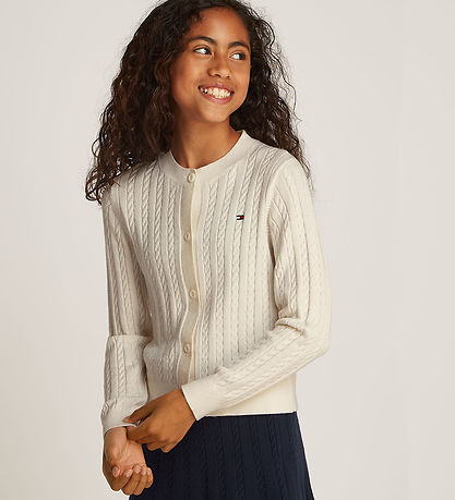 Tommy Hilfiger Cardigan - Prjónað - Mini Kapall - Ivory Petal