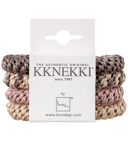 Kknekki Elastiset hiuspannat - 4 kpl - Vaaleanpunainen/Beige/Rus