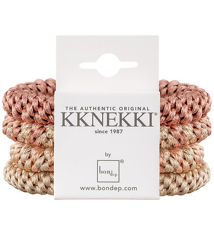 Kknekki Elastiset hiuspannat - 4 kpl - Vaaleanpunainen/Beige