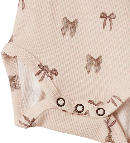 Lil' Atelier Bodysuit l/s - Rib - NbfGavo - Silver Peony/Bow