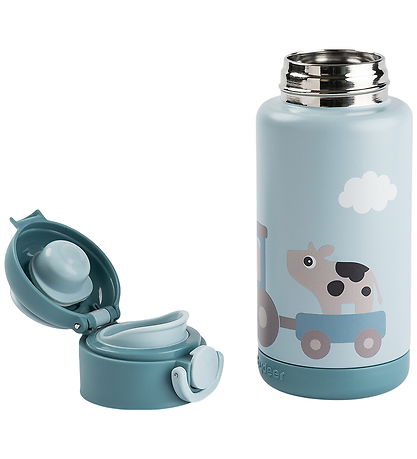 Done by Deer Thermo Bottle - 340 mL - Tiny Farm - Blue