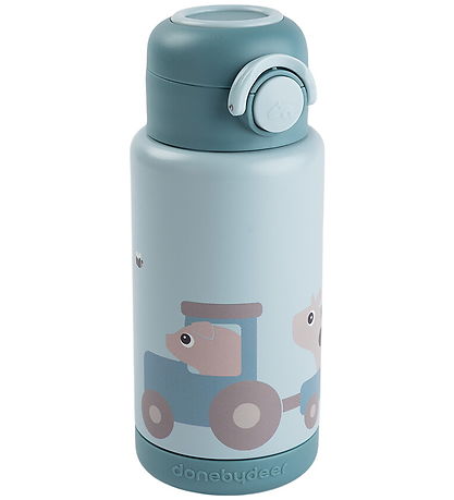 Done by Deer Thermo Bottle - 340 mL - Tiny Farm - Blue